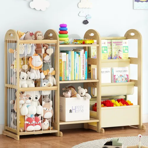 Miniatura 11 de Organizador de almacenamiento de juguetes, organizadores de juguetes de madera y almacenamiento con estantería, estante de almacenamiento de Blanco