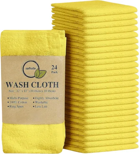 Miniatura 36 de Paquete de 24 paños 100 % algodón (12 x 12 pulgadas), suaves, altamente absorbentes, toallas para la cara, paños de lavado para la cara, hilado