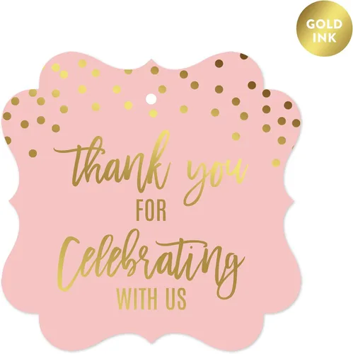 Miniatura 11 de Andaz Press Blush Rosa y Metallic Gold Confeti Lunares Baby Shower Party Collection Banderín colgante con cuerda, Baby Shower, 5 pies, 1 juego