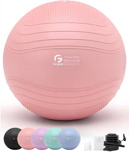 Miniatura 11 de Gruper Pelota de yoga, pelota de ejercicio extra gruesa para entrenamiento y estabilidad durante el embarazo, 4 tamaños, pelota de equilibrio