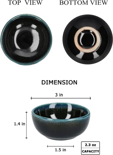 Miniatura 3 de Plato de cerámica para salsa de soja pequeños, 3 pulgadas, juego de 4 (negro n.º 2)