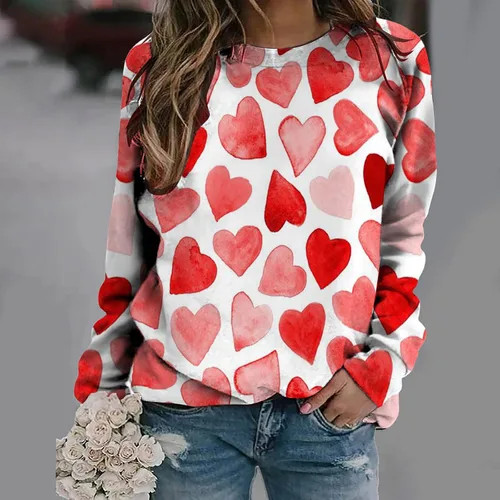 Miniatura 83 de Sudadera de manga larga con estampado de leopardo y corazón para mujer, para el día de San Valentín, sin botones, para niñas, regalos