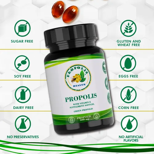Miniatura 4 de Propolis Health Cápsulas de propóleos 1000 mg diarios con vitamina E por dosis - Extracto de propóleo verde brasileño puro - Refuerzo inmunológico