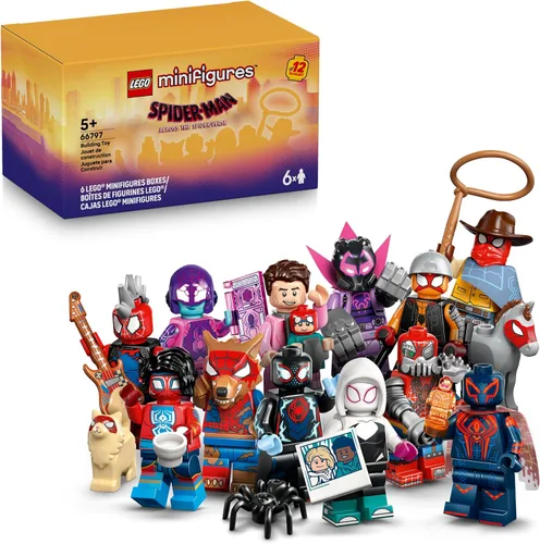 LEGO Minifigures Spider-Man: Across The Spider-Verse Paquete de 6 - Juguetes de Spider-Man para Niños y Niñas, Edades 5+ - Figuras de Acción de