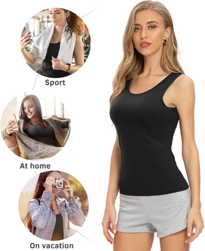 Miniatura 3 de Rosyline Camisetas sin mangas básicas sin mangas para mujer, 4 piezas, camisetas sin mangas