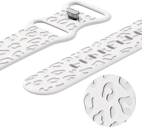Miniatura 4 de CreateGreat Bandas Grabadas Compatibles con Apple Watch de 40mm 41mm 38mm 42mm 44mm 45mm 46mm 49mm, Correa de Silicona Suave con Patrón de Leopardo