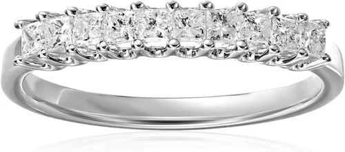 Anillo de bodas de oro blanco de 14 quilates con diamante de corte princesa (12cttw, color H-I, claridad I1-I2)