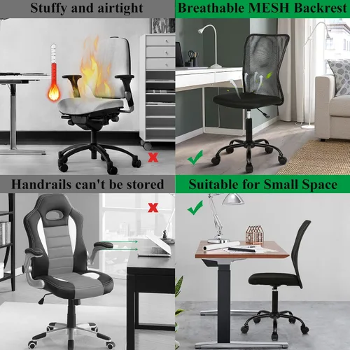 Miniatura 5 de Silla ergonómica de oficina con soporte de malla, moderna silla giratoria ejecutiva con respaldo medio, silla de computadora, silla de tareas