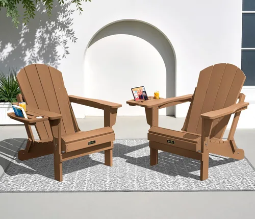 Miniatura 86 de SERWALL - Silla plegable Adirondack para patio, jardín, exterior, resistente a la intemperie, sillas para hoguera, color naranja