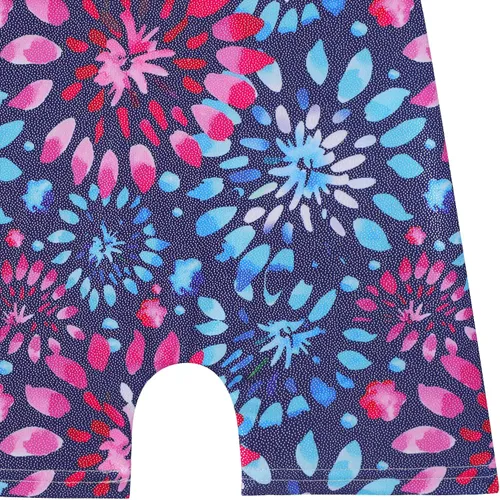Miniatura 100 de HOZIY - Leotardos de gimnasia con pantalones cortos brillantes para niñas pequeñas; estampados de unicornio, aurora, arco iris, sirena, dinosaurio
