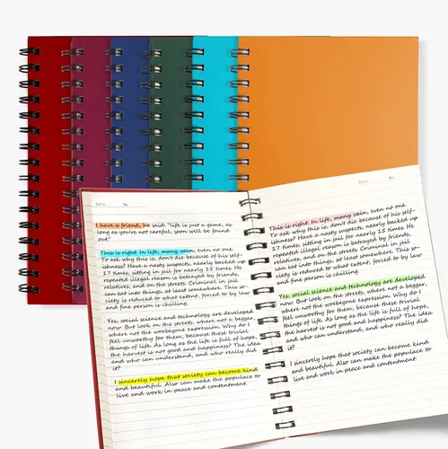 Miniatura 4 de EOOUT 6 cuadernos en espiral de tapa dura, tamaño A5, de 5.5 x 8.5 pulgadas, 160 páginas para trabajo, oficina