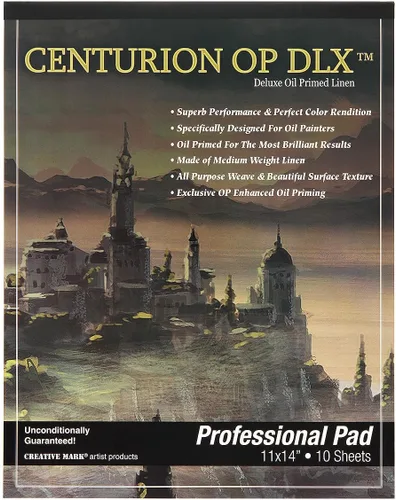 Centurion - Almohadilla de lino imprimada al óleo de lujo (11 x 14 pulgadas, paquete de 6) 10 hojas por bloc, 11 onzas, páginas que no se corren,
