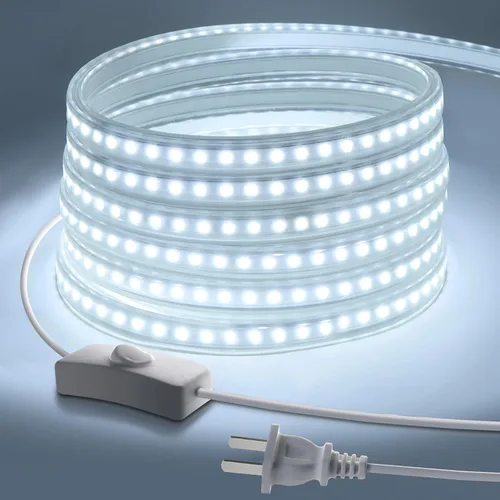 Luces de Cuerda LED de 6.56 pies para Exteriores, Luces de Cuerda LED Cortables de 110V para Exteriores Impermeables 6500K para Interiores y