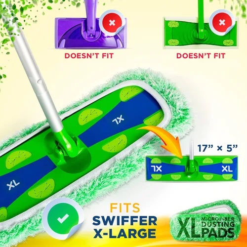 Miniatura 2 de VanDuck Almohadillas para trapeador de polvo XL compatibles con Swiffer XL (paquete de 2) – Recambios de almohadillas secas extra grandes – Fundas