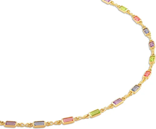 Miniatura 3 de Barzel Tobillera baguette bañada en oro de 18 quilates y cristal multicolor