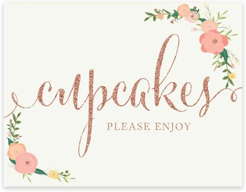 Miniatura 20 de Andaz Press Letreros de fiesta de boda, purpurina de oro rosa sintético con flores, 8.5 x 11 pulgadas, resalta tu versículo bíblico favorito