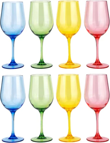 Miniatura 9 de KX-WARE Copas de vino clásicas de acrílico multiusos, copas de vino de tallo de plástico de 19 onzas, juego de 6 multicolor