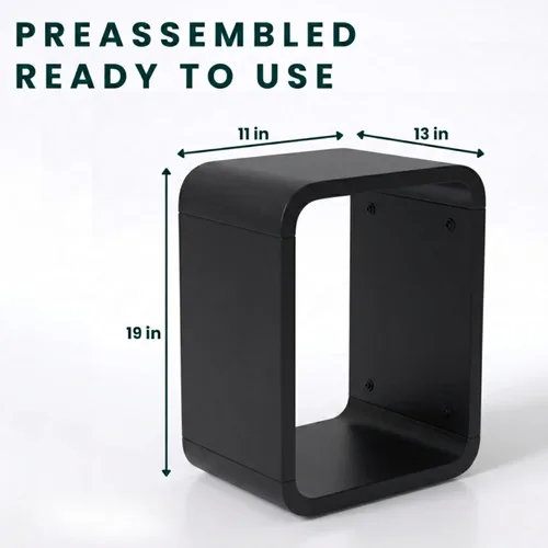 Miniatura 2 de Relso Aurora - Mesita de noche de madera maciza con estante abierto, mesa de noche con acabado negro, mesa auxiliar para dormitorio, sala de estar
