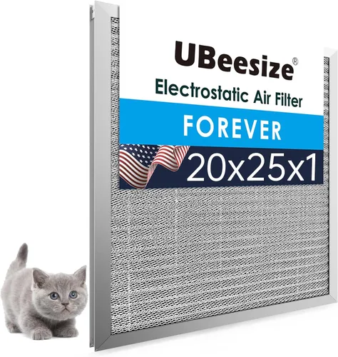 UBeesize 20x25x1 Filtro de aire electrostático reutilizable para HVAC y aire acondicionado, filtro para estufa, MERV 8, lavable, dura toda la vida,