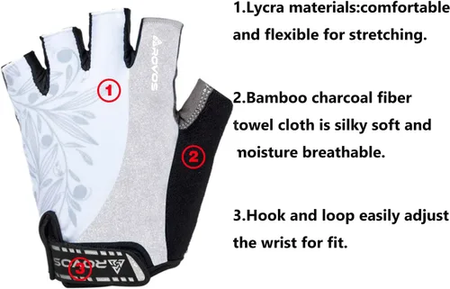 Miniatura 2 de Guantes de ciclismo de montaña, guantes de ciclismo para hombresmujeres, almohadillas de absorción de impactos de 0.197 pulgadas (0.197 in), guantes