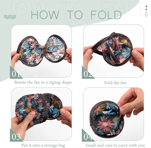 Miniatura 3 de Kigley 12 ventiladores de mano redondos plegables a granel, 4 estilos de abanicos plegables de mano con bolsa portátil para verano, bodas