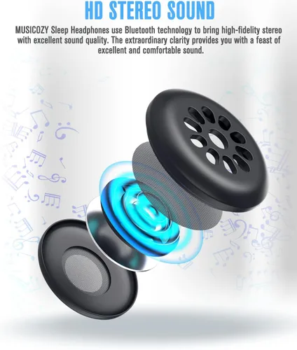 Miniatura 4 de MUSICOZY Auriculares para dormir con diadema Bluetooth, máscara de ojos para dormir y módulo Bluetooth con altavoces y cable de carga