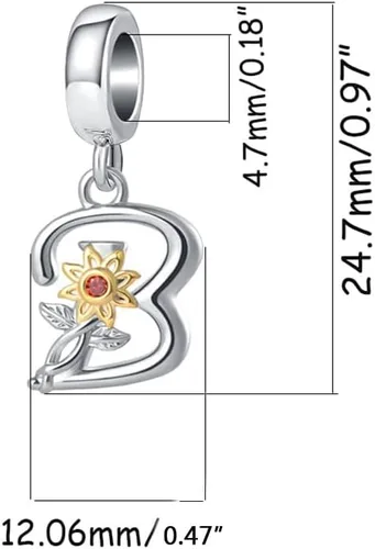 Miniatura 2 de Abalorios con inicial de letra A-Z, girasol, cumpleaños, alfabeto, abalorios, para pulseras, collares