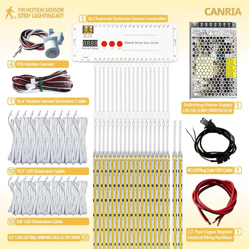 Miniatura 2 de PIR Sensor de movimiento LED Luces de escalera para interiores y exteriores Escalera Escalera Kit de iluminación con 3000K blanco cálido COB
