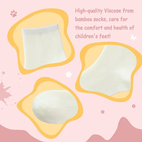 Miniatura 3 de SERISIMPLE Calcetines elásticos de bambú para niños y niñas, tobilleras, transpirables, 5 pares