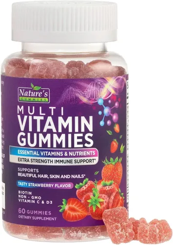 Gomitas multivitamínicas para adultos, gomitas multivitamínicas completas para mujeres y hombres, vitaminas y minerales esenciales con vitaminas A,