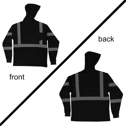 Miniatura 6 de VENDACE 3 piezas de seguridad reflectante de alta visibilidad manga larga ANSI clase 3 Hi Vis construcción trabajo camisetas para hombres con capucha