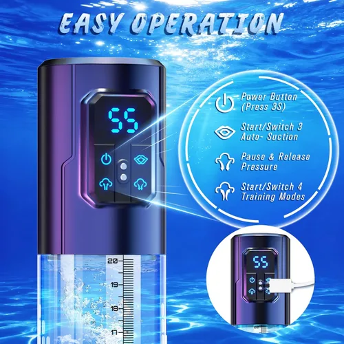 Miniatura 5 de Bomba eléctrica para pene, juguetes sexuales para adultos, ampliador de pene para erección de hombres, extensor de aire y agua con 4 presiones