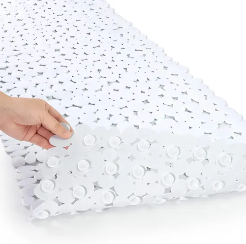 Miniatura 10 de SONGZIMING Tapete de Bañera Antideslizante de Guijarros para Baño y Ducha con Orificios de Drenaje, Tapete con Ventosas para Bañera