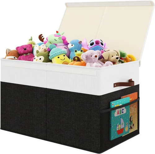 Miniatura 9 de Caja grande de almacenamiento de juguetes con tapa, organizador de pecho de juguetes mejorado con divisor de polipropileno extraíble, contenedor Gris