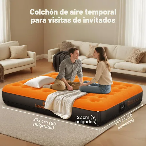Miniatura 7 de Colchón de aire Luxchoice con bomba recargable USB incorporada, colchón inflable portátil para acampada, colchón hinchable, cama de aire, cama