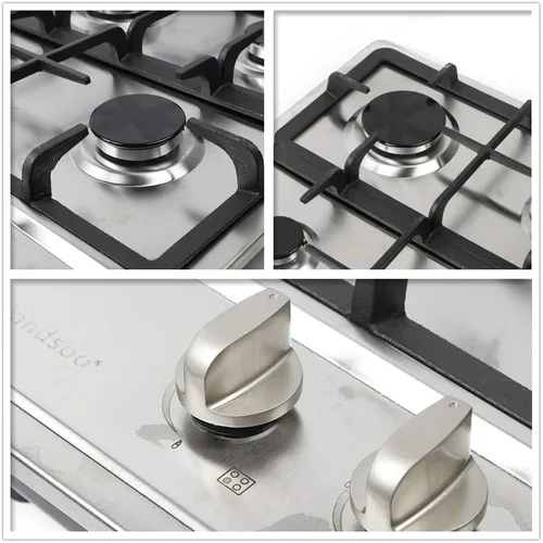 Miniatura 6 de Estufa de gas Gas Gas GLPG, Quemador de estufa de vidrio templado, 4 quemadores, parrilla de gas integrada (4 quemadores, 23 x 20 pulgadas)