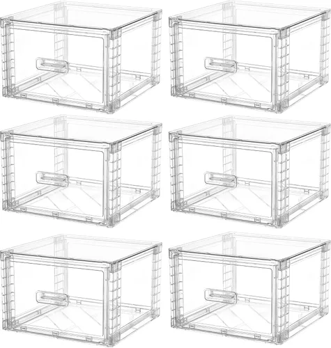 Miniatura 14 de Vtopmart - Paquete de 4 unidades de cajones de almacenamiento apilables transparentes de 18QT, organizadores de armario de fácil montaje