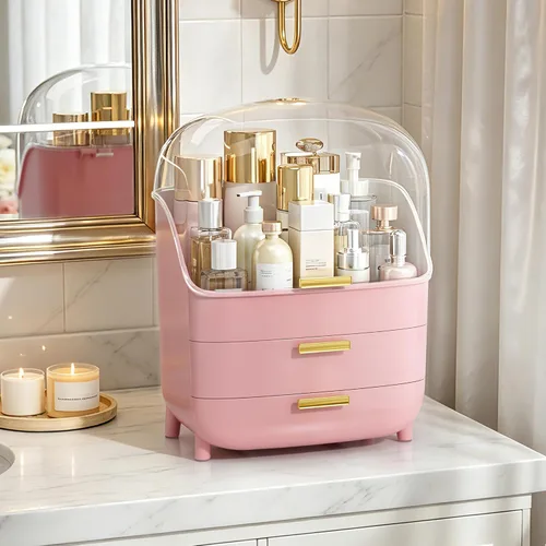 Miniatura 9 de Vtopmart - Organizador de maquillaje y cuidado de la piel de 3 niveles con cajones para tocador y encimera de baño, gran caja de almacenamiento