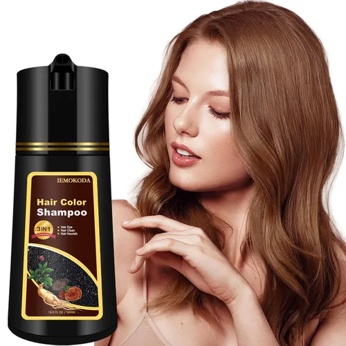 Champú natural de tinte para el cabello castaño claro 3 en 1 para hombres y mujeres, champú de color instantáneo a base de hierbas para canas,