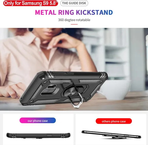 Miniatura 8 de LeYi Funda para Galaxy S9 con 2 protectores de pantalla suave, anillo de metal protector de grado militar con función atril para teléfono Android