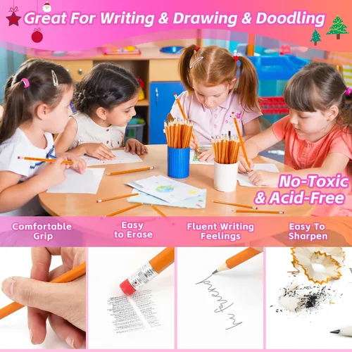 Miniatura 4 de Donyang Paquete de 600 lápices HB #2 a granel, preafilados con borradores, suministros para profesores, accesorios esenciales de oficina, lápices