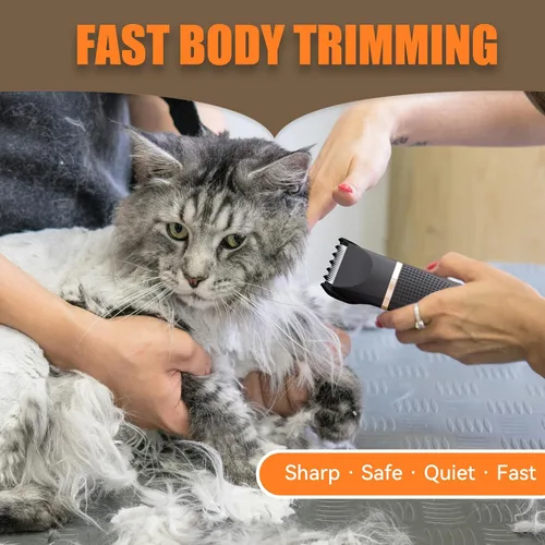 Miniatura 7 de Kit de cortapelos para gatos con recortador de patas, suministros eléctricos 3 en 1 para cabello grueso y enmarañado, afeitadora de trasero de Negro