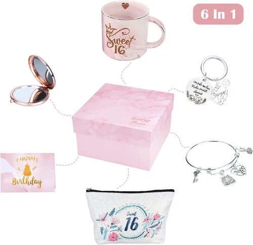 Miniatura 2 de HonorUS Regalos de dulces 16 para niñas, dulces dieciséis cumpleaños decoraciones regalos para niñas, caja de regalo única para niñas de 16 años