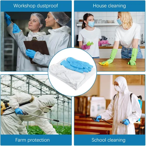 Miniatura 5 de TrelaCo Juego de 25 juegos de trajes para materiales peligrosos desechables, traje de pintura de cuerpo completo con capucha, cubierta para zapatos