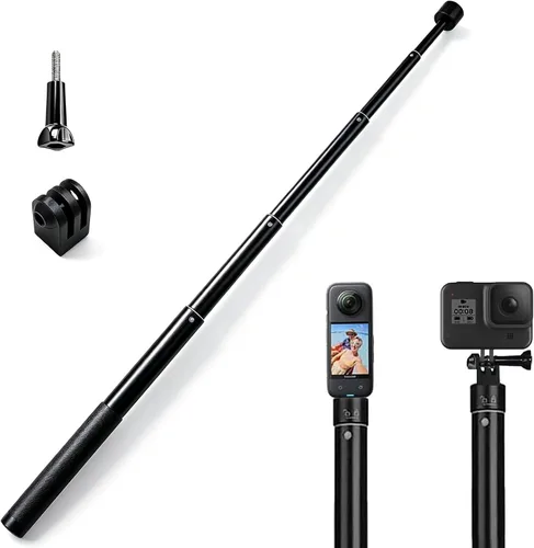 Palo selfie invisible de 51.2 pulgadas compatible con GoPro Hero 13 12 11 10 9 Insta360 X5 X4 DJI Osmo 360/Action 6 5 Pro 4 AKASO EK7000 Brave 4 7