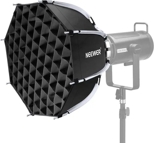 Miniatura 10 de NEEWER Caja de luz octagonal de 22"/55cm, Softbox de liberación rápida con montura Bowens y rejilla de nido de abeja, difusores de luz, bolsa