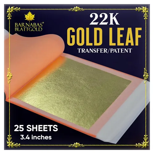 Miniatura 10 de BARNABAS BLATTGOLD Gold Leaf - Oro real de 21 quilates [25 hojas, 3.4 pulgadas] - Hojas sueltas para pintura, arte y manualidades Hoja suelta