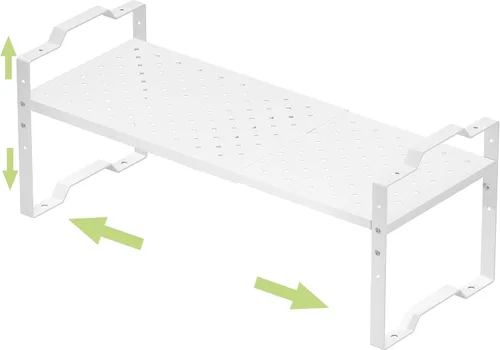 Miniatura 11 de Jojocross Estante expandible para organizador de gabinete, ajustable, apilable, especiero en cocina y baño, 2 paquetes/blanco, mediano
