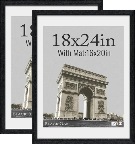 Miniatura 14 de VCK Portarretratos de 5 x 7, 2 unidades, grano de madera natural, roble negro y vidrio HD, para fotos de 4 x 6 con paspartú o 5 x 7 sin paspartú