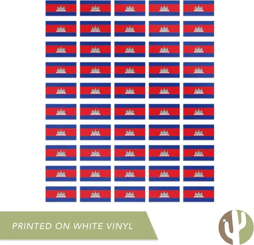 Miniatura 4 de Desert Cactus Adhesivos de bandera de Camboya País Pegatinas de 1 pulgada Rectángulo Hojas 50 piezas en total Logo Niños Scrapbook Car Vinyl Window